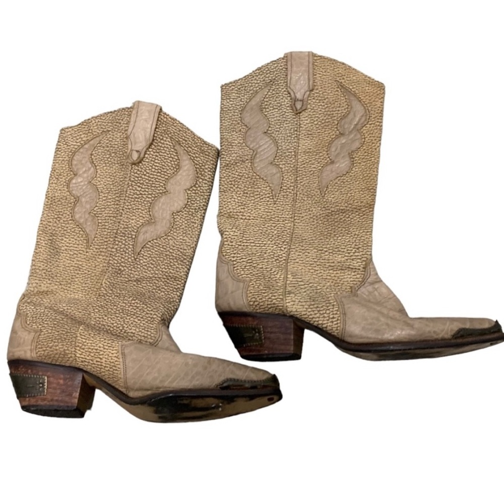 Dingo Cream Heeled Western Cowboy Boots Size 6